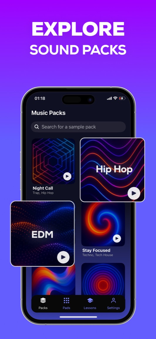 Beat Maker - Drum Machine Pro iOS app showing music style selection
